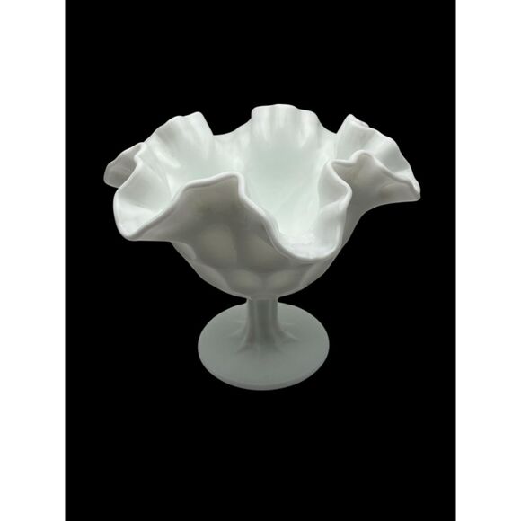 Fenton Other - Fenton Olde Virginia Milk Glass Thumbprint Ruffled Compote